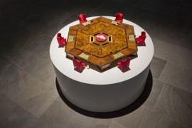 GCC Collective, Micro Council, 2013, Wood, brass, acrylic glass, glass web