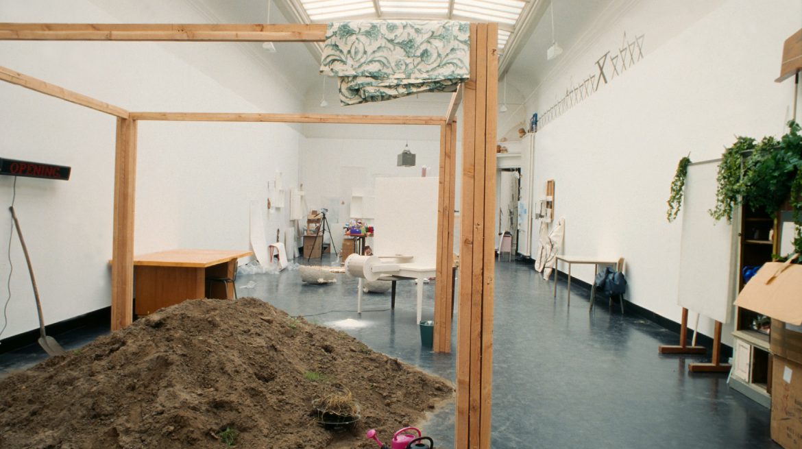 Installation view showing work by Anne Decock. ‘This is the show and the show is many things’, S.M.A.K., Ghent 1994. Image courtesy S.M.A.K., Ghent.