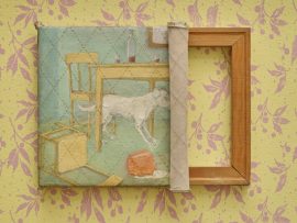 Francis Alÿs, <em>The Upset Bucket</em> 1991–92, Oil on canvas (oil, graphite and masking tape on vellum in two parts), Painting 31.8 × 40 × 5.1 cm, Drawing 43.8 × 64.8 × 5.1 cm. Image courtesy of David Zwirner, New York/London © Francis Alÿs. Photo: Stephen White_featured image