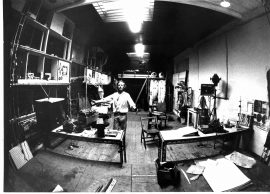 Bruce Lacey studio at Martello Street studios, early ‘70s, photo c. Inge…