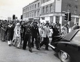 The Crowd Following The Hearse At The Funeral Of Blair Peach. Southall Riot
