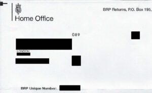 Home Office Letter on Biometric Residence Permit. Artist's personal archives.